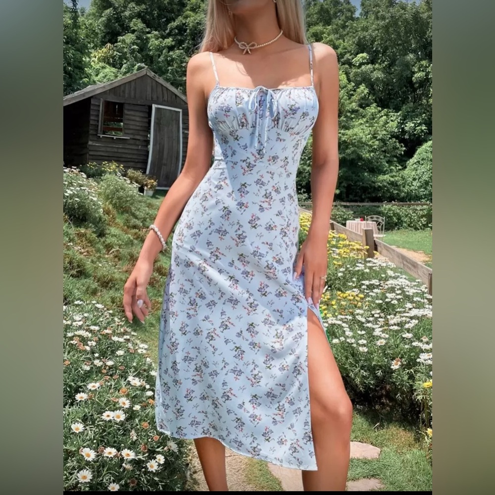 Floral Blue Midi dress